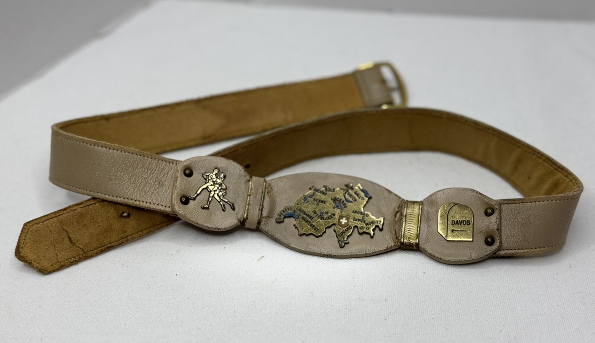 Vintage World Championship Pairs Skating Davos Switzerland Leather Belt SMALL Skate Guard Blog: November 2025 main image 3