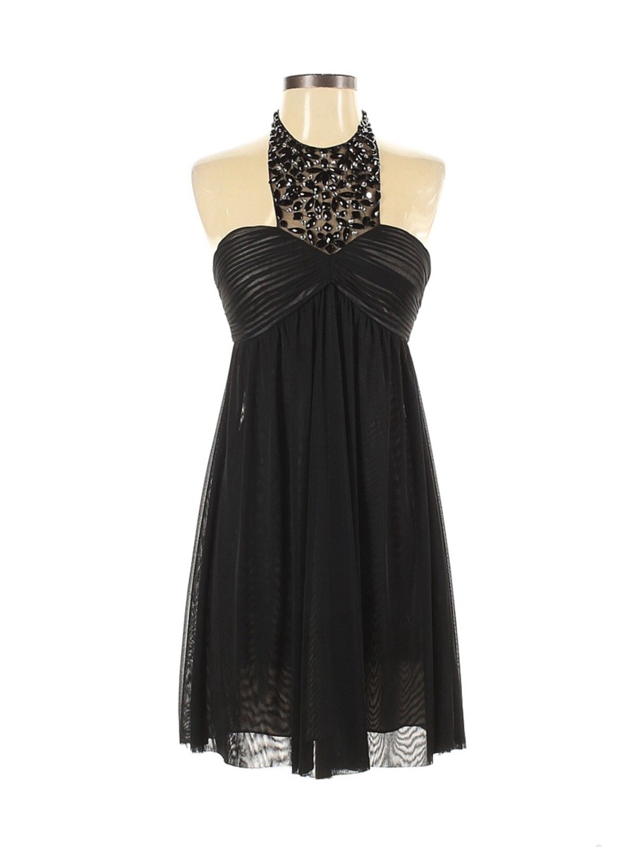 Aqua Black Embellished Halter Neck Cocktail Dress Size 4