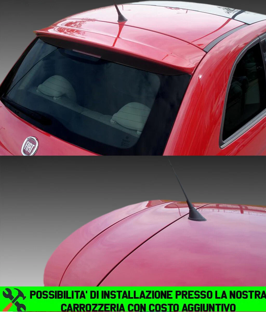 Spoiler Posteriore Per FIAT 500 2012-2019 - Fibra Di Carbonio/ABS, Nero Lucido, Adesivo 3M
