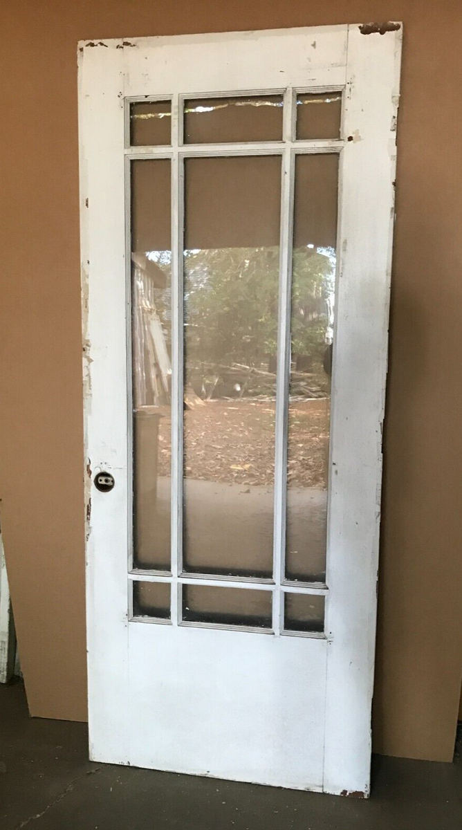 Antique VTG Mission Solid Wood 32x79 9 Lite Glass Exterior Door