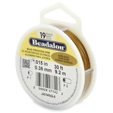 Beadalon 19 Strand Satin Gold, .015in Flexible Bead Stringing Wire, 30ft Spool