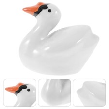 White Ceramic Swan Figurine for Garden Pond Decoration-