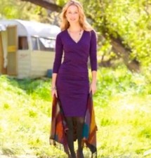 Sundance Eternal Compliments Ruched Plum Purple lined dress S flattering bodycon