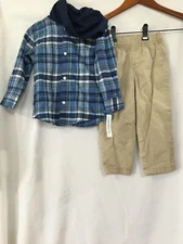NEW Carter's Toddler Boys 2-Piece Flannel Plaid Hooded Top & Pant Set 2T,3T,4T