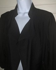 Chico's Sz 1 MEDIUM Lightweight Blazer Open Front Lagenlook Black EUC