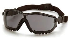 Pyramex V2G Safety Glasses Anti-Fog Lens, Black Frame, Gray