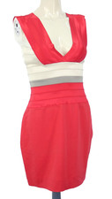 Markus Lupfer Bandage Bodycon Mini Dress Coral Red Deep V size UK 10