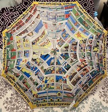 Vtg Large Newspaper Umbrella Ft Worth Star Telegram Comics Peanuts Garfield
