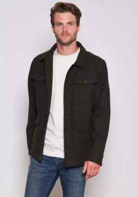 BRAKEBURN Herren Waldgrün Wollmischung Borg Gefüttert Jacke Hemd Button Down NEU