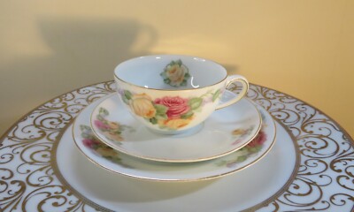 Thomas Bavaria Bon China Tee/Kaffeetrio, weißes Blumenmuster