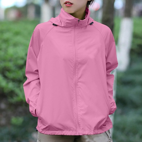 Women's Rain Jacket Lightweight Waterproof Rain Coat Full Zip Hooded Windbreaker - Picture 18 of 54