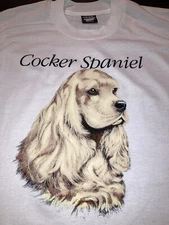 Vintage NOS  Cocker Spaniel Medium  White  Single Stitch  Screen Stars  Best