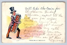 VINTAGE WILL TAKE THE TRAIN FOR...~ c1905 POSTCARD AJ