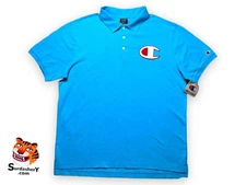 Champion French Terry Logo Polo Shirt Print Logo Rear Mens Size XL