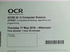 Computer Science Paper GCSE (9-1)  2018 OCR J276/02