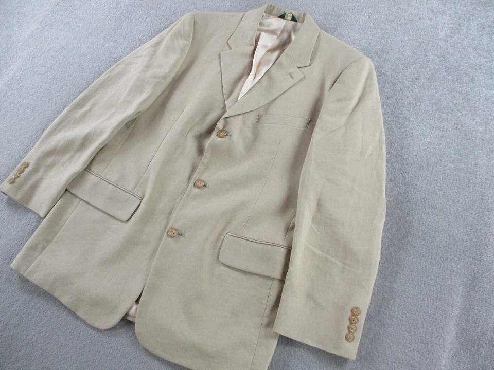 J Crew Jacket Mens 40 Khaki Tan Irish Linen Oarsman Blazer Sport Coat USA Made - Image 2 of 4