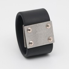 Fingerring Petra Meiren Naturkautschuk Schwarz Mittelteil 925er Sterlingsilber M