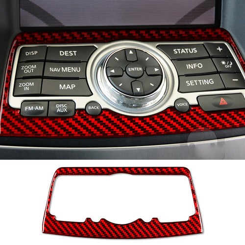 Red Carbon Central Control Multimedia Panel Cover for Infiniti G37 Sedan 2007-13
