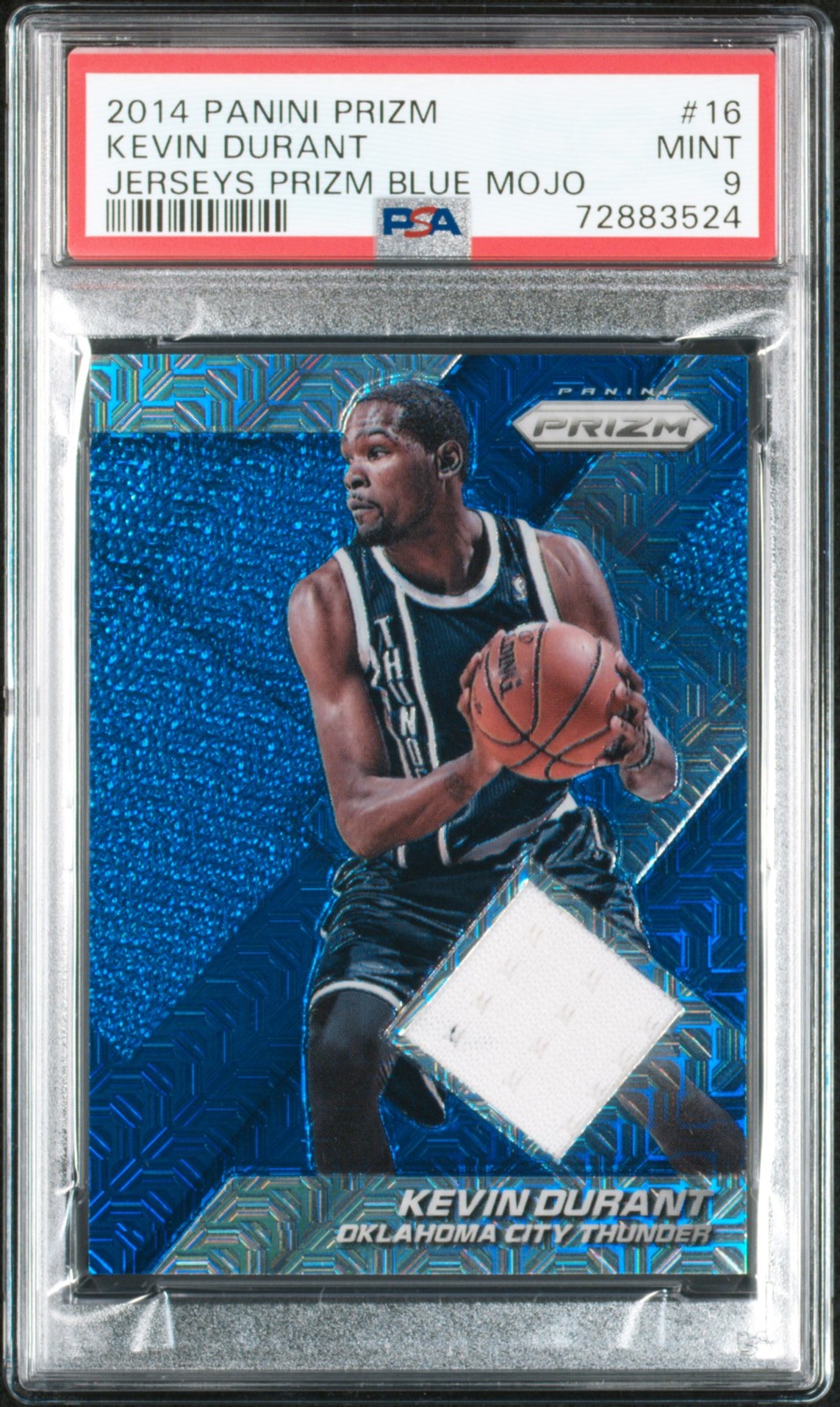 2014 PANINI PRIZM JERSEYS PRIZM BLUE MOJO #16 KEVIN DURANT PSA 9