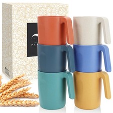 PYRMONT Wheat Straw Cups-Mug Set of 6,Unbreakable Kids 16 Ounces, Mix
