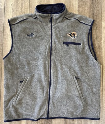 PUMA Los Angeles LA Rams Logo NFL Full Zip Fleece Vest Men s 2XL Gray Football