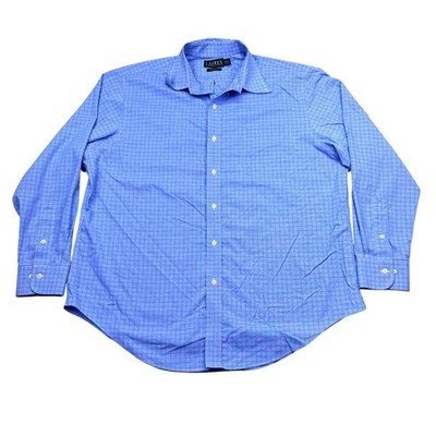Lauren Ralph Lauren Men's 17-32 Blue Check Classic Fit Non Iron Shirt Preppy