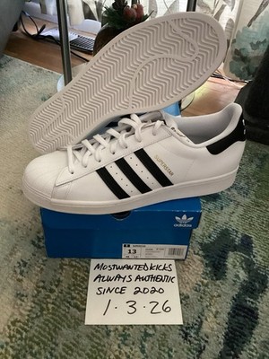 DS 2019 Adidas Superstar Low Cloud White & Core Black Sz 13