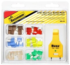 Bussmann 43 ATM Blade Fuse Bonus Kit with 42 ATM Fuses and Tester/Puller