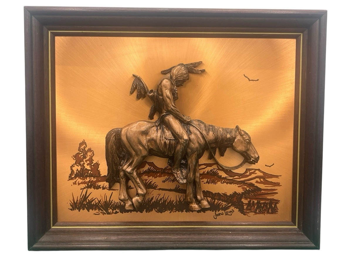 John Louw 3D Copper Picture End of the Trail Indian Wall Art 13