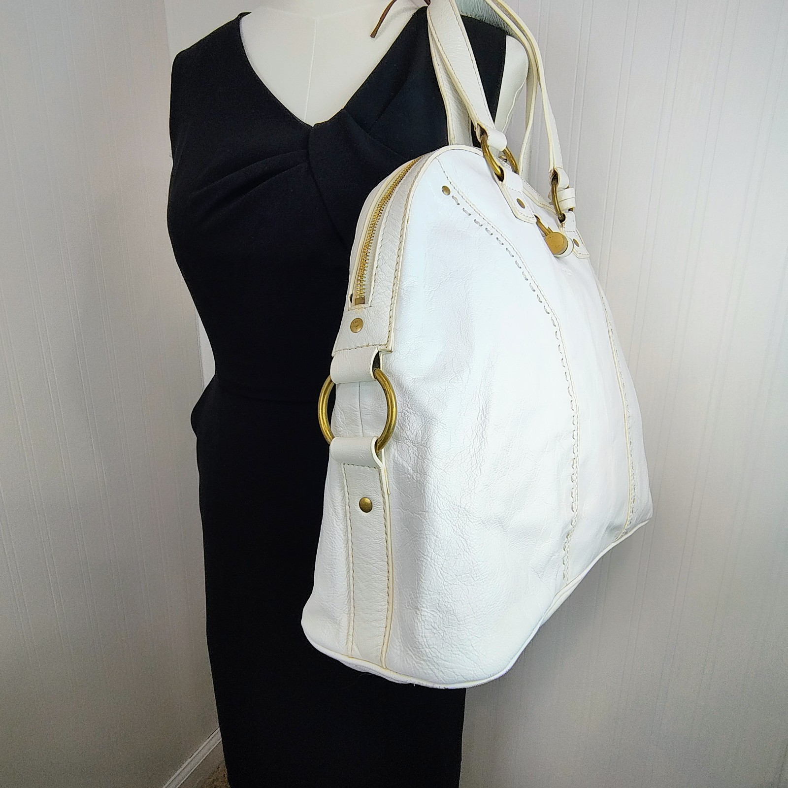 Borsa Yves Saint Laurent Y oversize M DUE pelle oro bianco grande YSL vintage