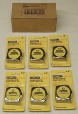 6 Vintage Stanley Powerlock 12' Power Return Tape Measure 33-212 1991 w box