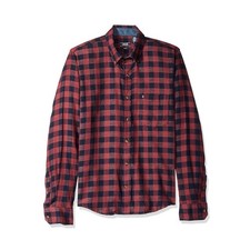 IZOD Men's lim Fit Stratton Long Sleeve Button Down Check Flannel Shirt XL