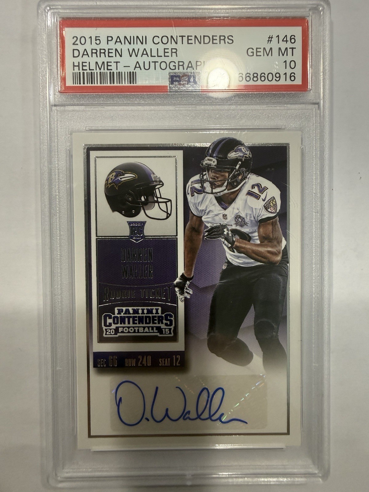 2015 Panini Contenders Darren Waller #146 “Rookie Ticket” Auto PSA 10 Rookie RC
