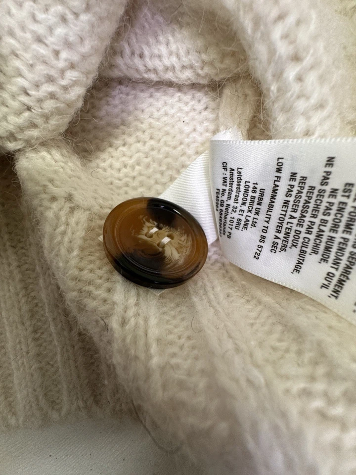 Suéter Anthropologie Mujer Xs Cárdigan Burbuja Mezcla Lana Acrílico Tejido Crop Blanco Foto 3 de 4