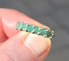 BBJ Vintage Sterling Silver 925 Natural Emerald 6 Stone Band Ring Size 7 1/8