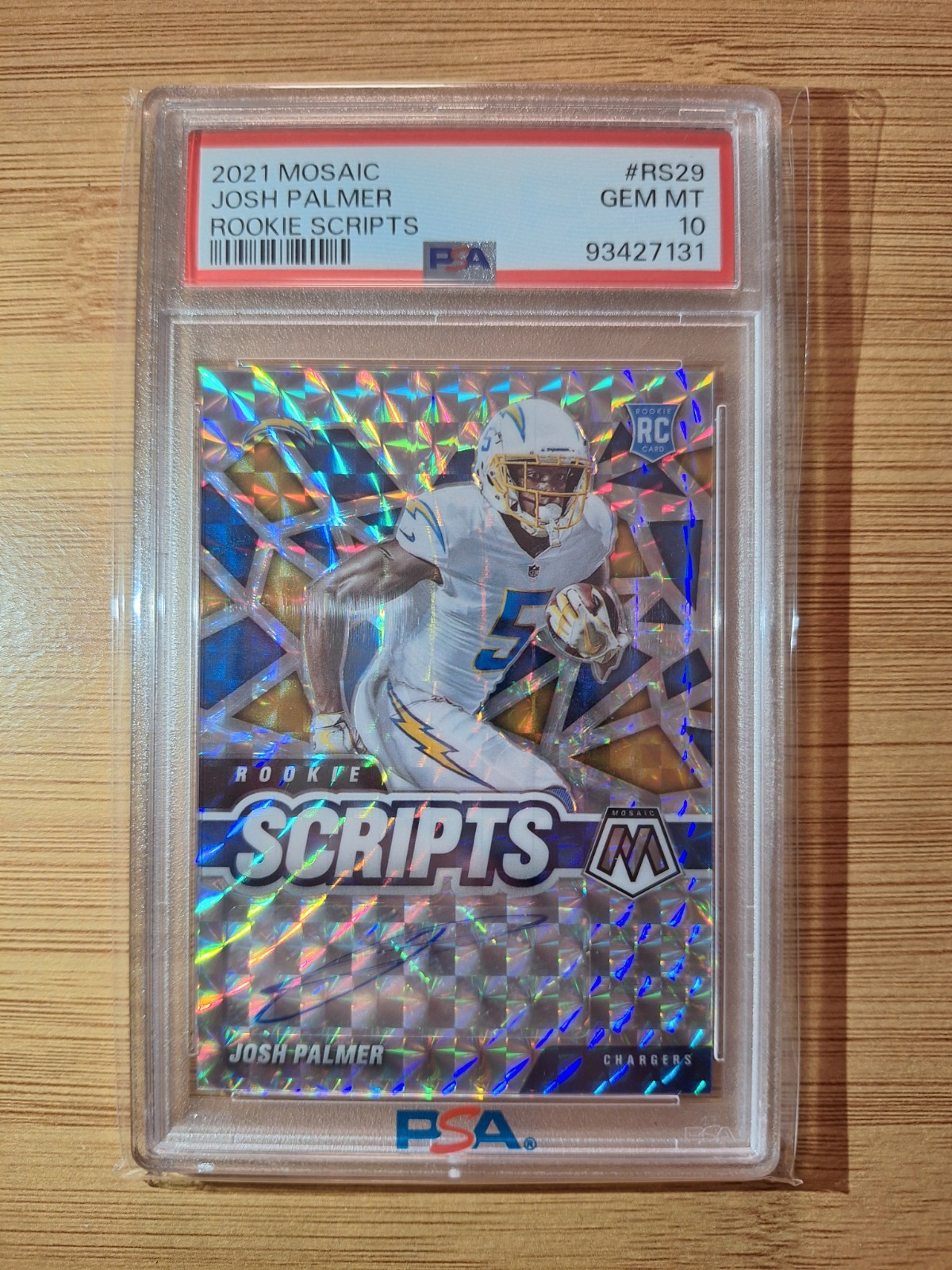 2021 Mosaic Rookie Scripts SILVER PRIZM AUTO Josh Palmer RC #RS29 PSA 10 