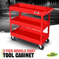 3-Layer Rolling AV Media Cart Tool Trolley With Casters Home Office 220lbs. Red