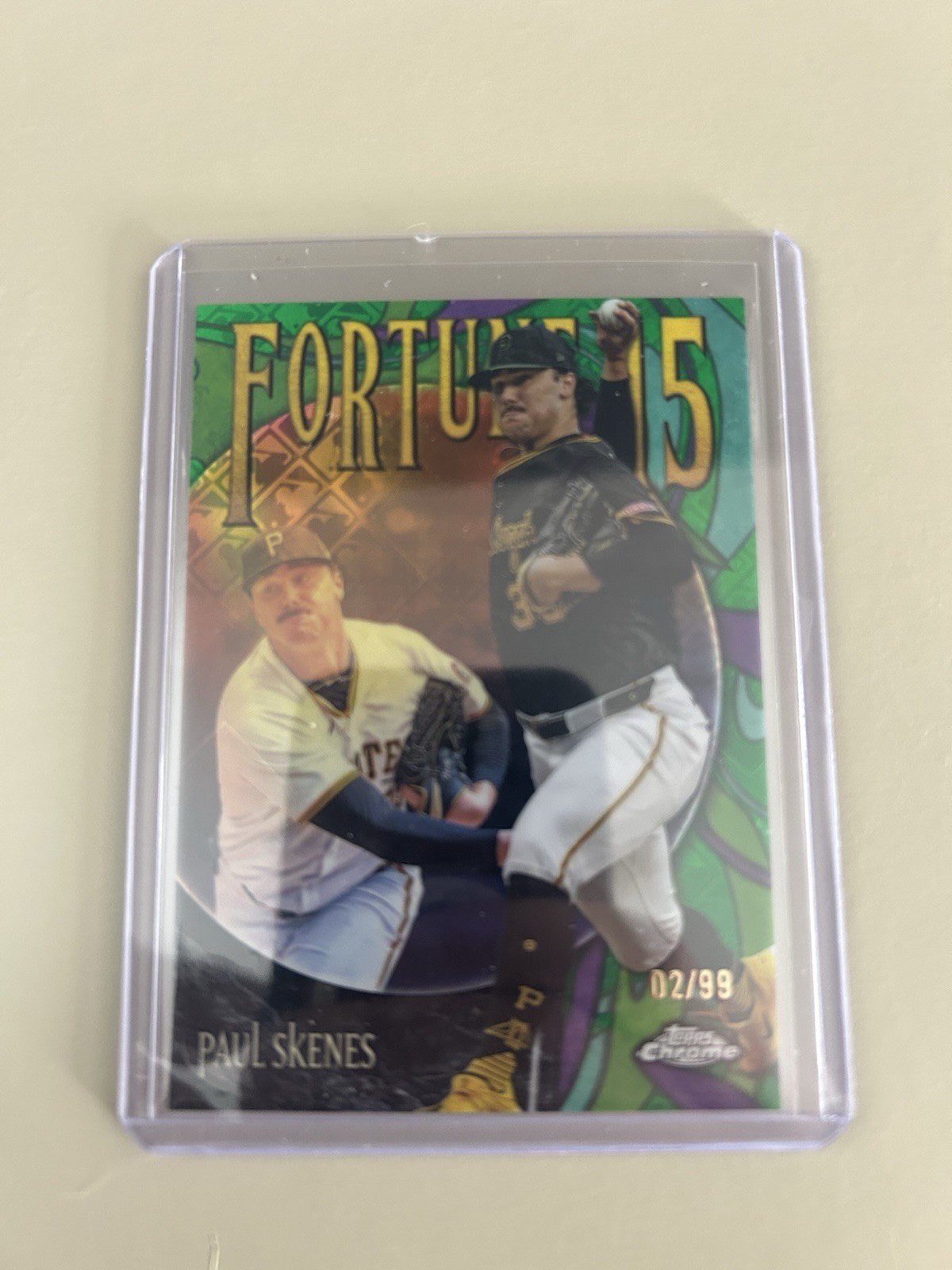 2025 Topps Chrome Logo Paul Skenes Fortune 15 /99 Green