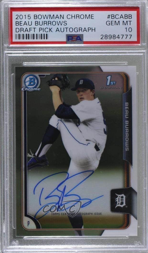2015 Bowman Draft Chrome Draft Pick Beau Burrows #BCA-BB Auto g6p