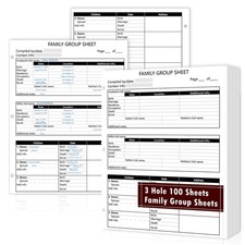 Genealogy Family Group Sheets 100-Pack 12-Generation Two-Sided 8.5x11 Forms