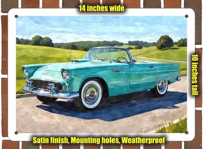 Metal Sign - 1955 Ford Thunderbird 4 Watercolor - 14x10