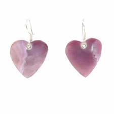 Pink Mother Of Pearl Earrings Heart Shaped Handmade By Women Artisans In Mexico