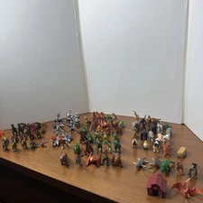 Lot of 85 Figures - 65 Safari Ltd Dinosaurs Farm Animals Knights- 20 Others