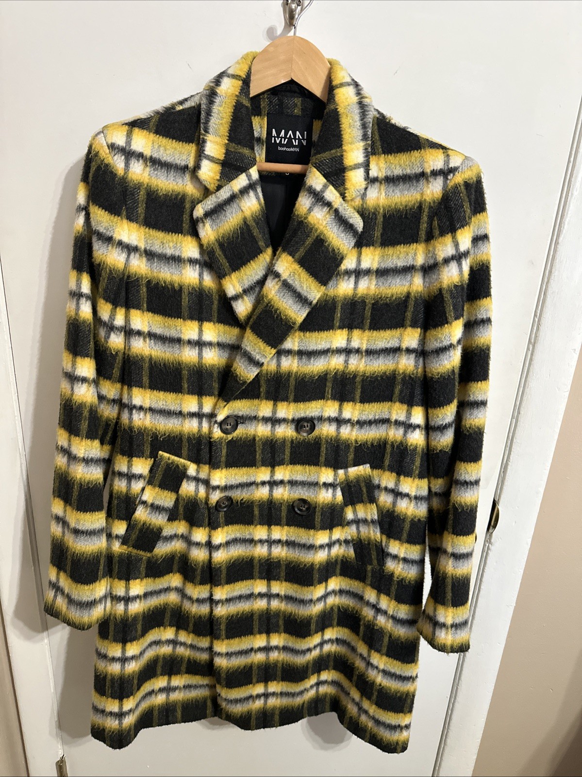 BoohooMAN Men's Double Breasted Overcoat