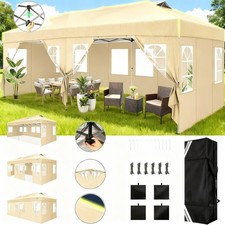 Gazebo Pieghevole 3x6m Impermeabile Stabile Protezione UV Gazebo da Giardino con Strisce Riflettenti