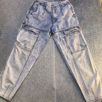 Vintage 80s Bugle Boy Naval Issue Acid Wash Cargo Pants - Rare Streetwear