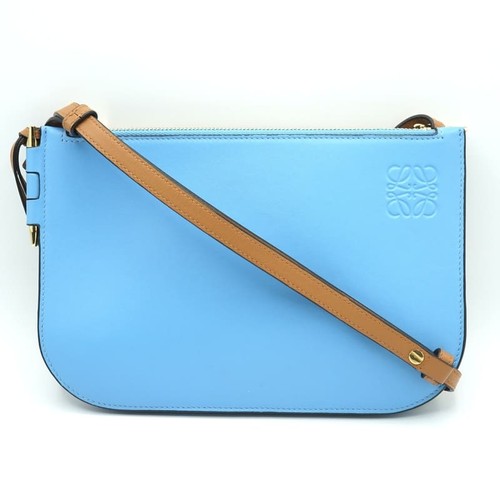 LOEWE 113.54IZ43 Gate Double Zip Pouch Pochette Shoulder Bag Leather Ladies Used