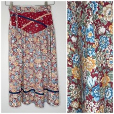 Vintage 70s Floral A-Line Cottagecore Prairie Skirt  Size XXS/XS