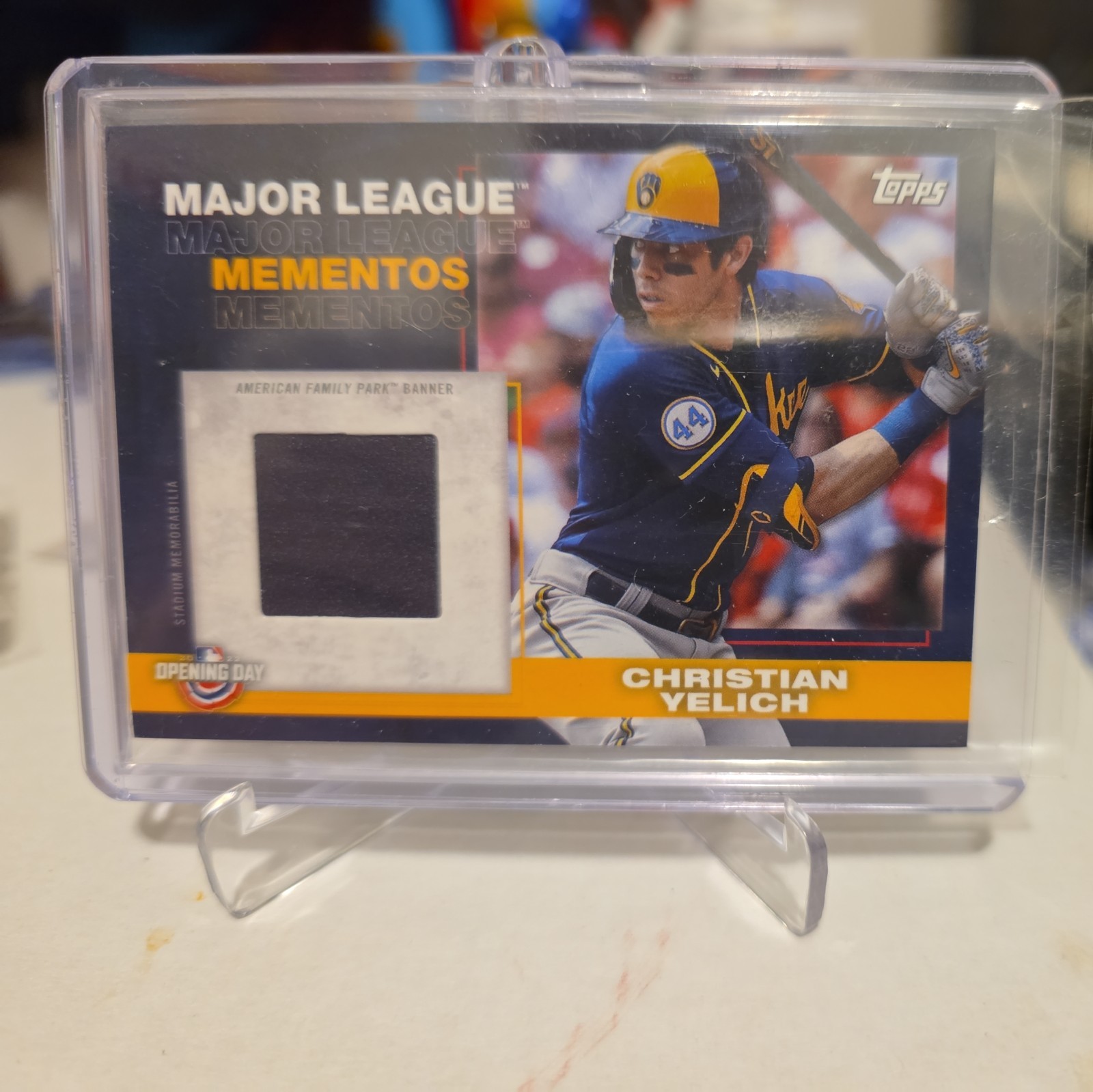Topps 2020 Opening Day Christian Yelich Major League Mementos #MLMR-CY
