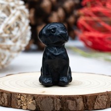 Obsidian Crystal Dog Figurine Carving Pet Memory Stone Dog Lover Home Decor Gift
